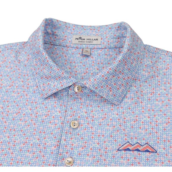 Peter Millar Vintage Tile Performance Jersey Polo Mens XL Desert Mountain GC - Picture 1 of 12